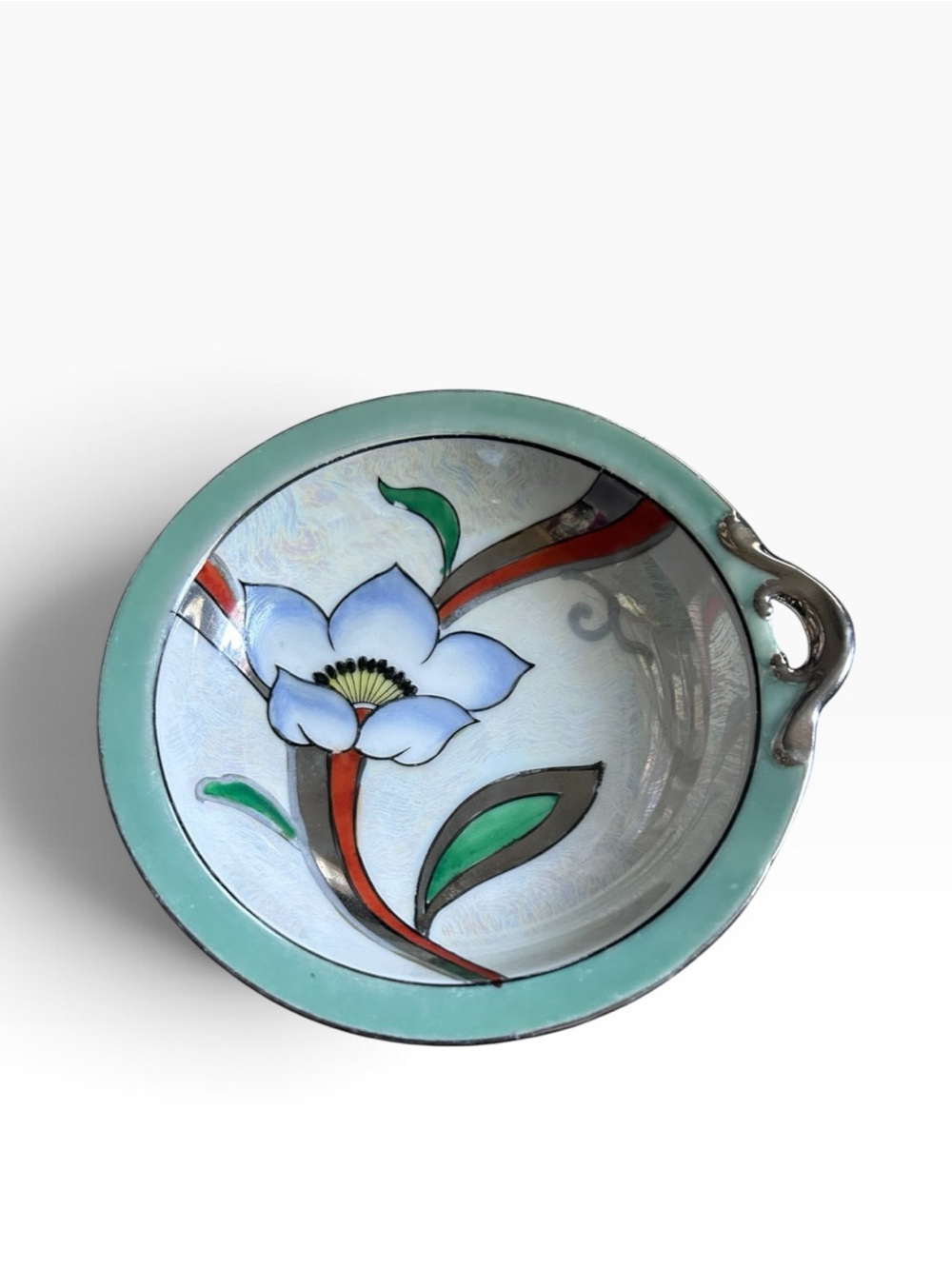 Noritake Lusterware Hand-Painted Floral Lotus Ceramic Bowl made in Japan